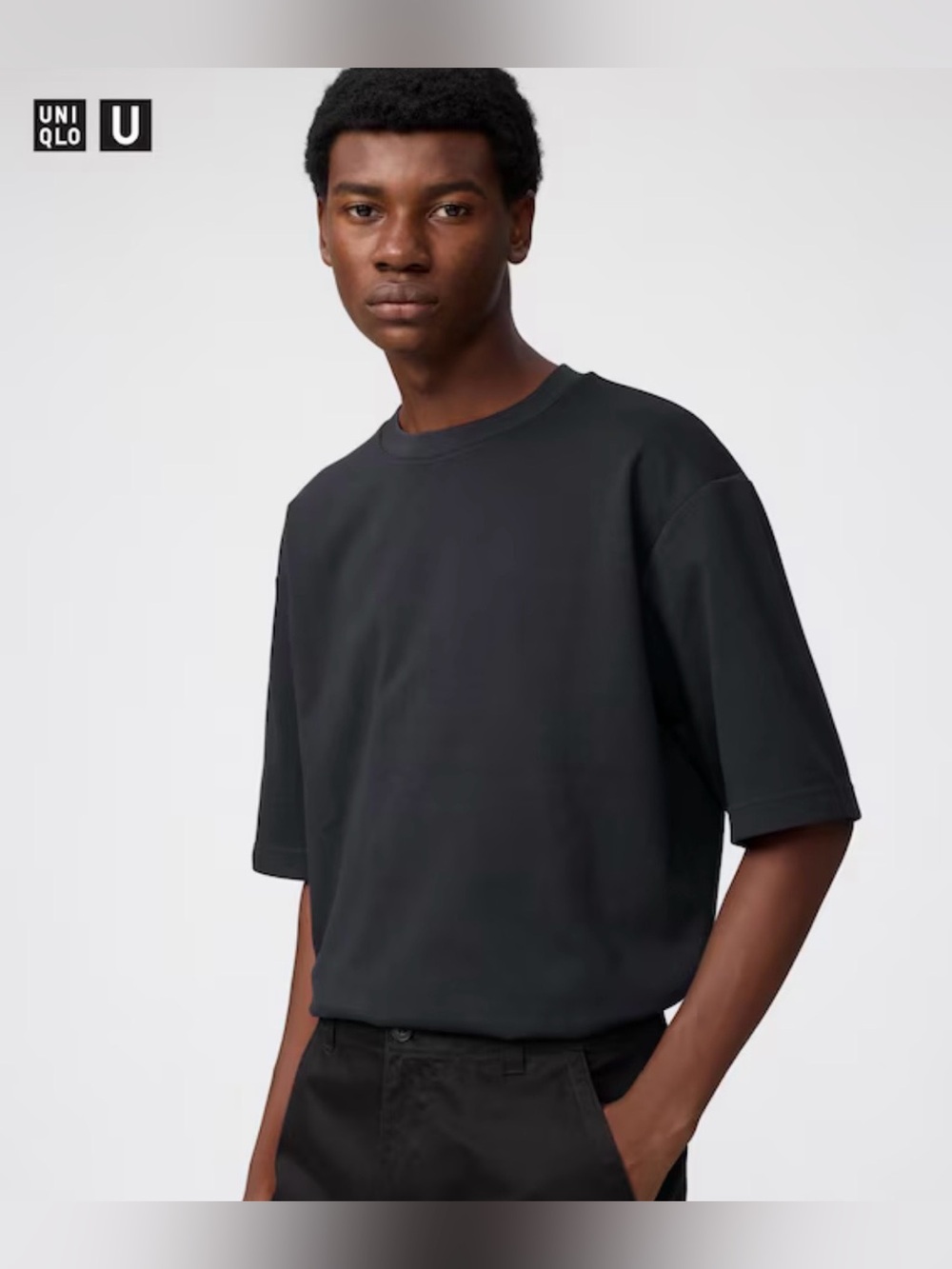 Uniqlo AIRism Unisex Cotton Oversized Crewneck Short Sleeve Tee Black - XXL NWT